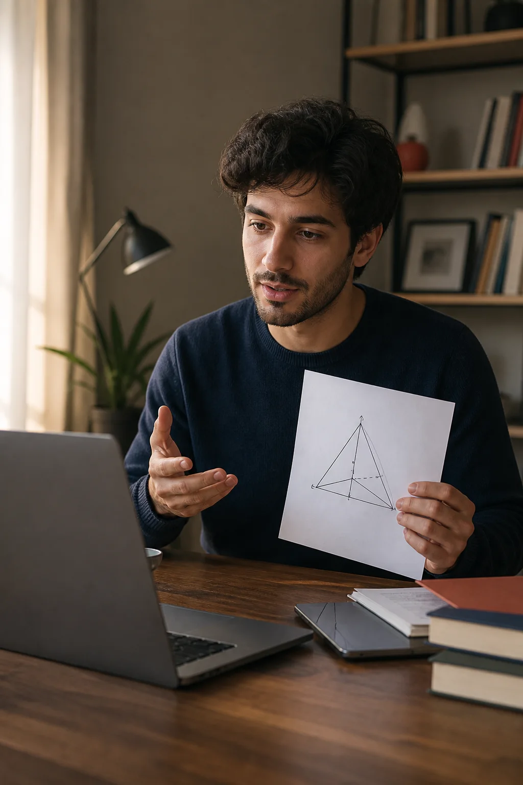 Online birebir derste ilkokul öğrencisine eşlik eden mentör
